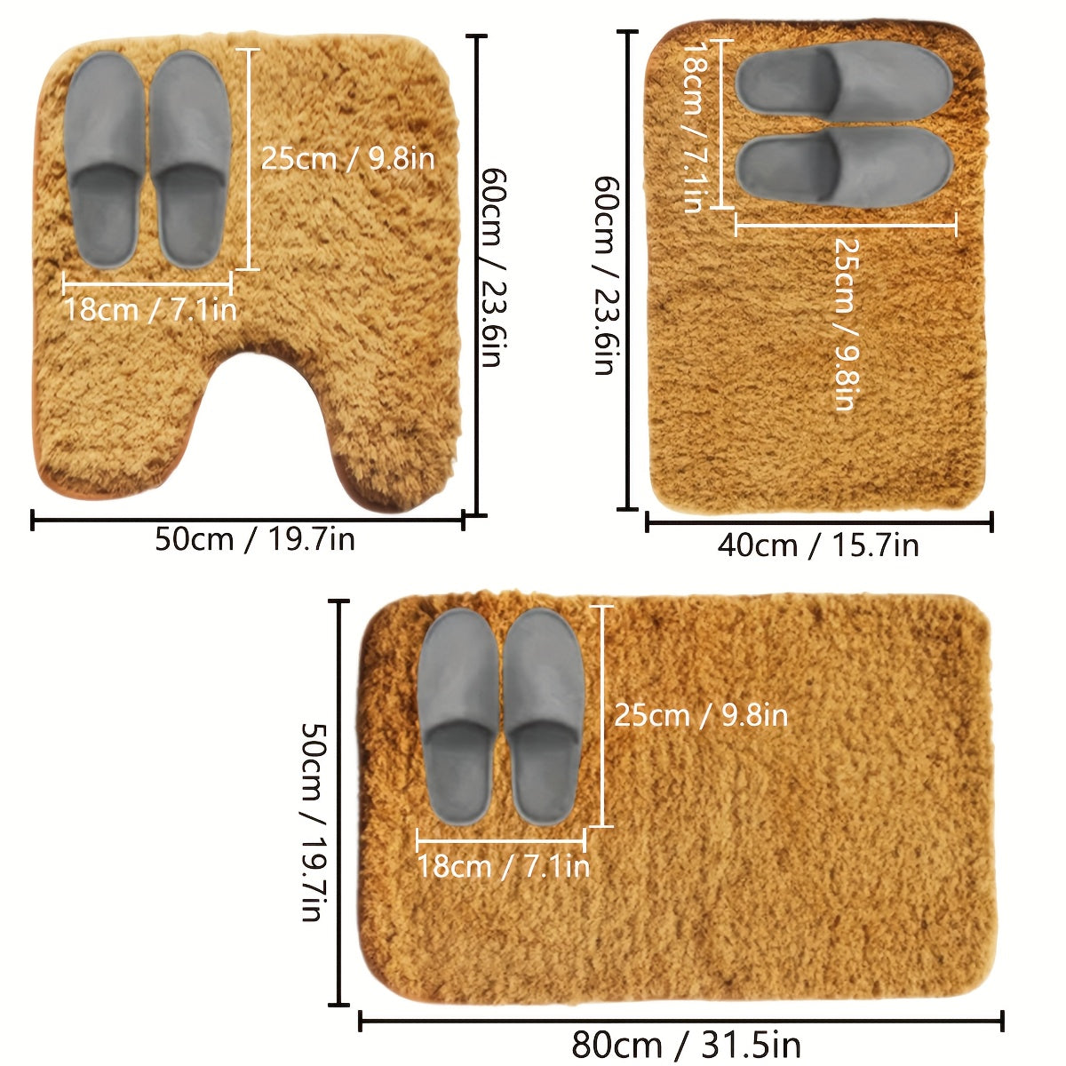 Three-piece Set of Extra Thick Bathroom Soft Floor Mats Simple Washbasin Mat Bathtub Absorbent Soft Foot Pad Bath Mat Toilet Seat