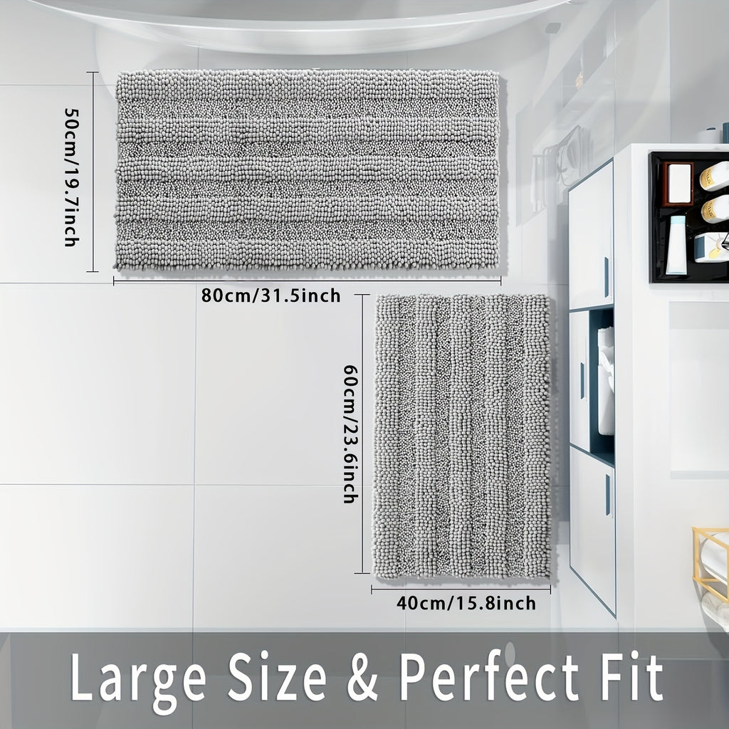 2pcs, Super Absorbent! Footfeel Soft And Quick-Drying Upgraded Thickened! Nordic Style Chenille Bathroom Mat, Fluffy Ball Bathroom Mat, Non-Slip And Comfortable And Fashionable Versatile Bathroom Mat, Guardian Home Dry Chenille Thickened And Enclosed Soft