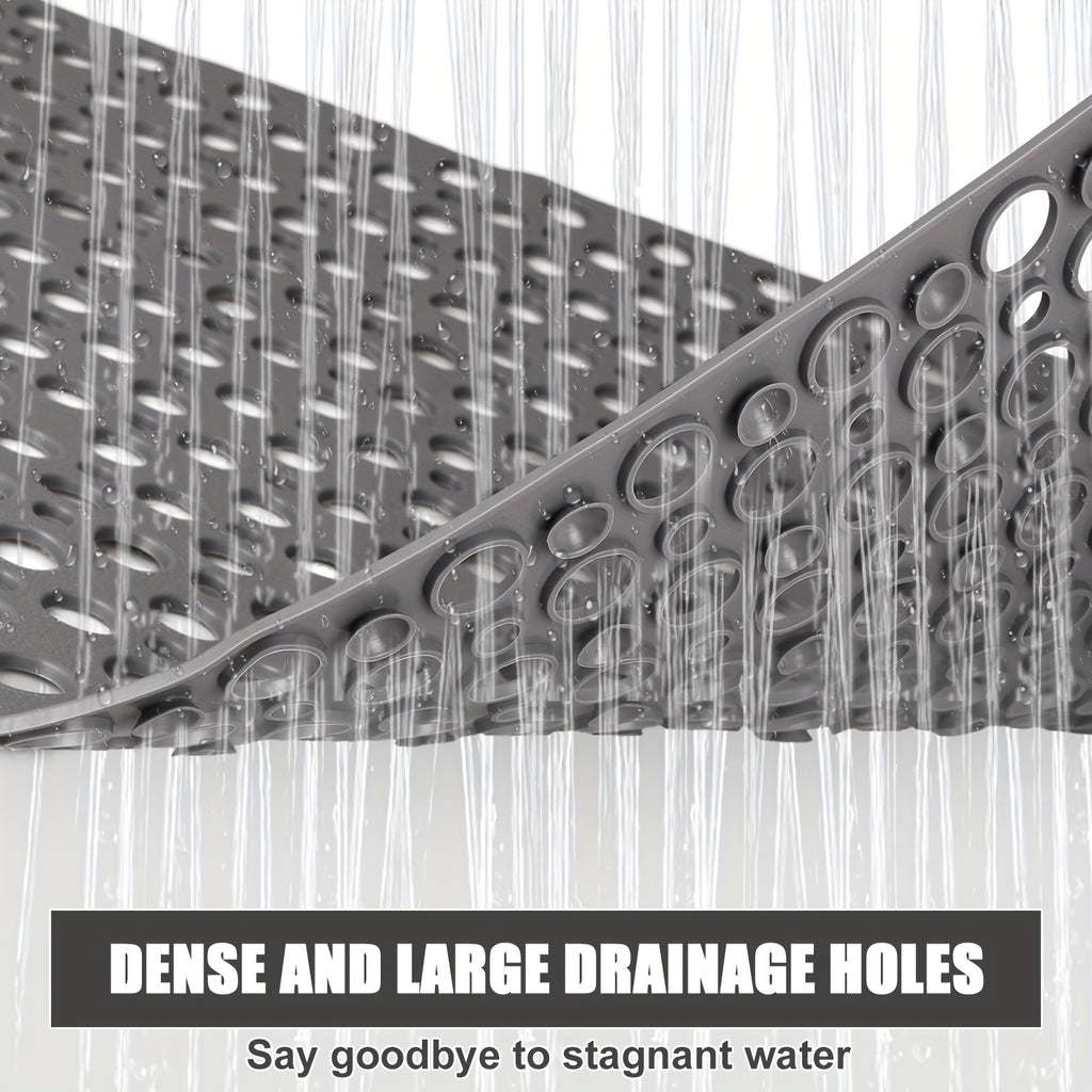 [Non-Slip Shower Mat] Non-Slip Shower Mat, Large | Round Hole Design with Drainage Holes and Strong Suction Cups for Enhanced Grip and Comfort, Machine Washable Bathroom TPE Safety Pad