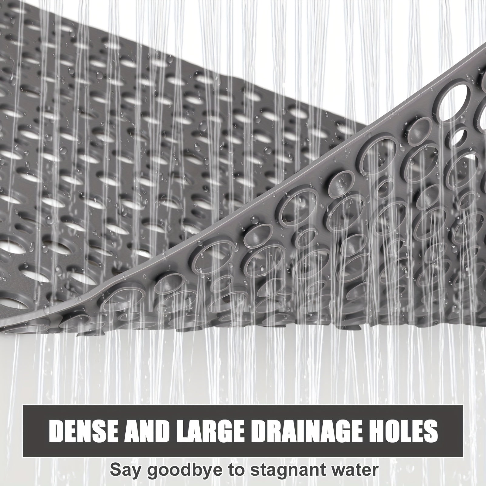 [Non-Slip Shower Mat] Non-Slip Shower Mat, Large | Round Hole Design with Drainage Holes and Strong Suction Cups for Enhanced Grip and Comfort, Machine Washable Bathroom TPE Safety Pad