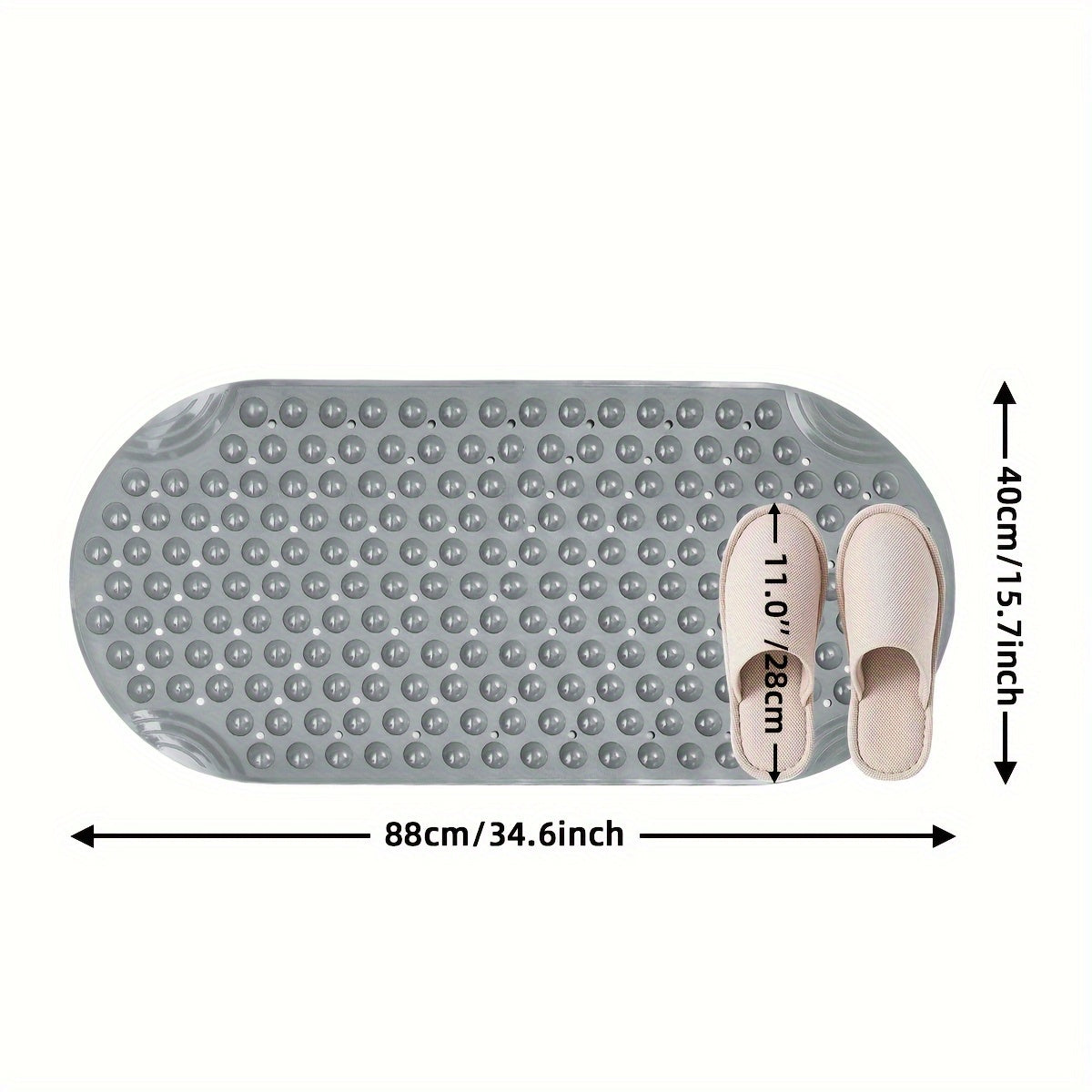 Premium PVC Non-Slip Bathtub Mat with Massage Foot Design - Washable, 15.7" x 34.6", Includes Suction Cups for Secure Placement, Christmas/Halloween Gift Decoration