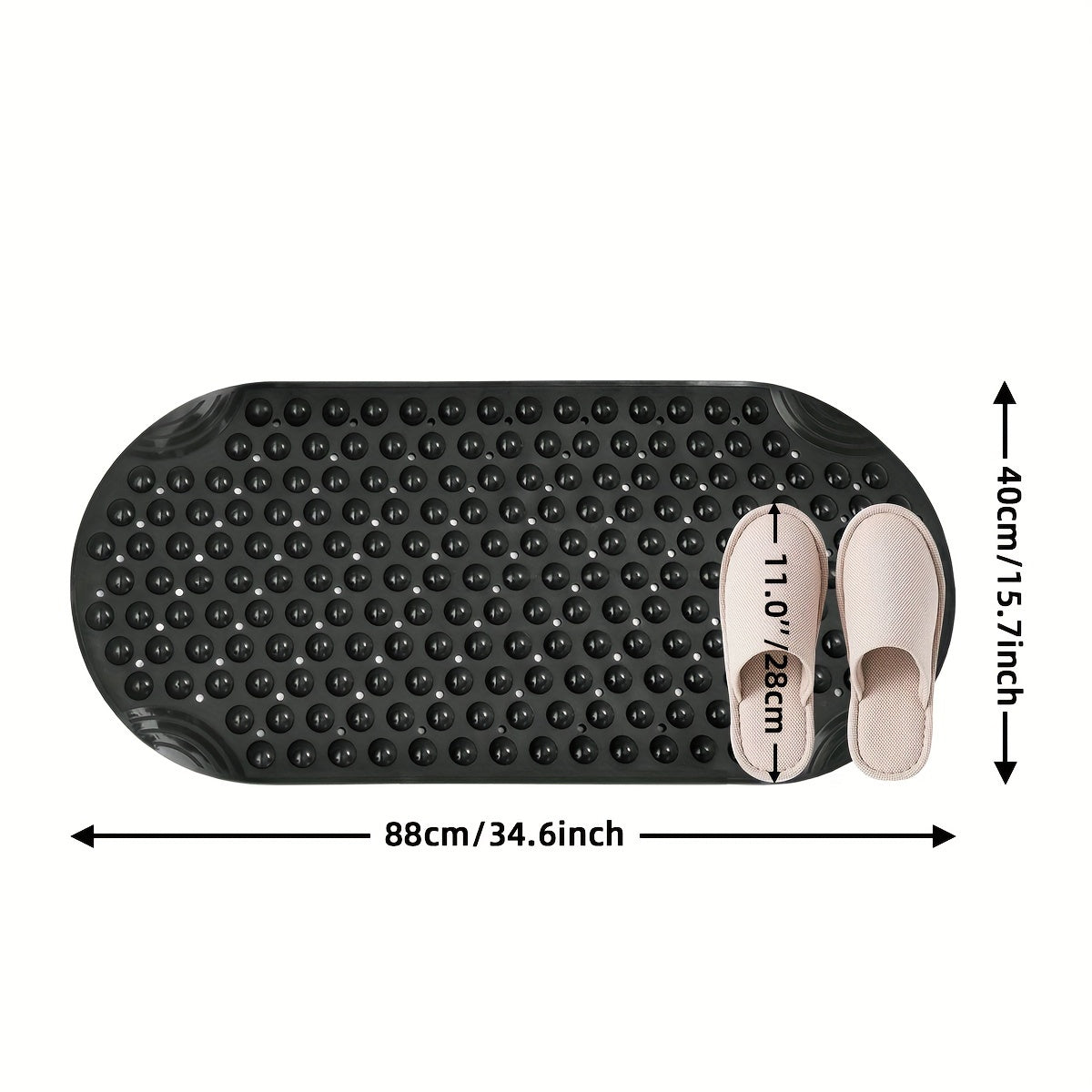 Premium PVC Non-Slip Bathtub Mat with Massage Foot Design - Washable, 15.7" x 34.6", Includes Suction Cups for Secure Placement, Christmas/Halloween Gift Decoration