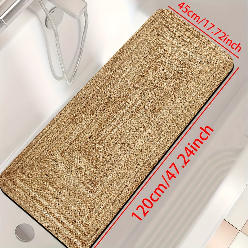 1pc Diatomite Bath Mat, Retro Texture Print Design, Quick-Dry Non-Slip Absorbent Floor Mat, Soft and Comfortable for Bathroom, Shower Room, Laundry Room, Bedroom, Doorway, Kitchen Rug, RV Bathroom