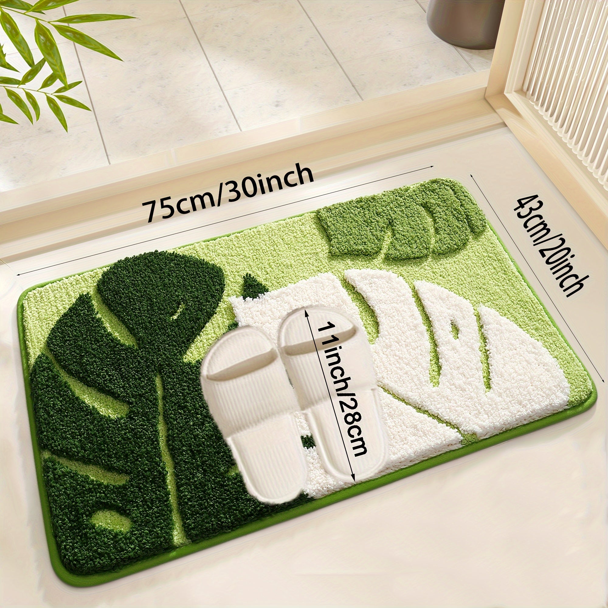 One Piece of Green Forest Rainforest Dense Forest Bathroom Floor Mat Absorbent Pad in Ins Style Fresh Home Use Bath Rug Doorstep Mat Flocked Toilet Foot Mat