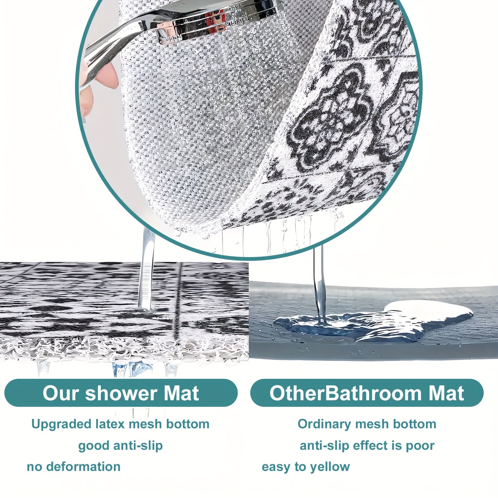 [1pc Non-Slip Shower Mat] 1pc Soft & Comfortable Non-Slip Shower Mat with Drainage Holes, PVC Loofah Massage Bath Mat | Quick-Dry, Ideal for Bathroom & Wet Areas, Hollow Design