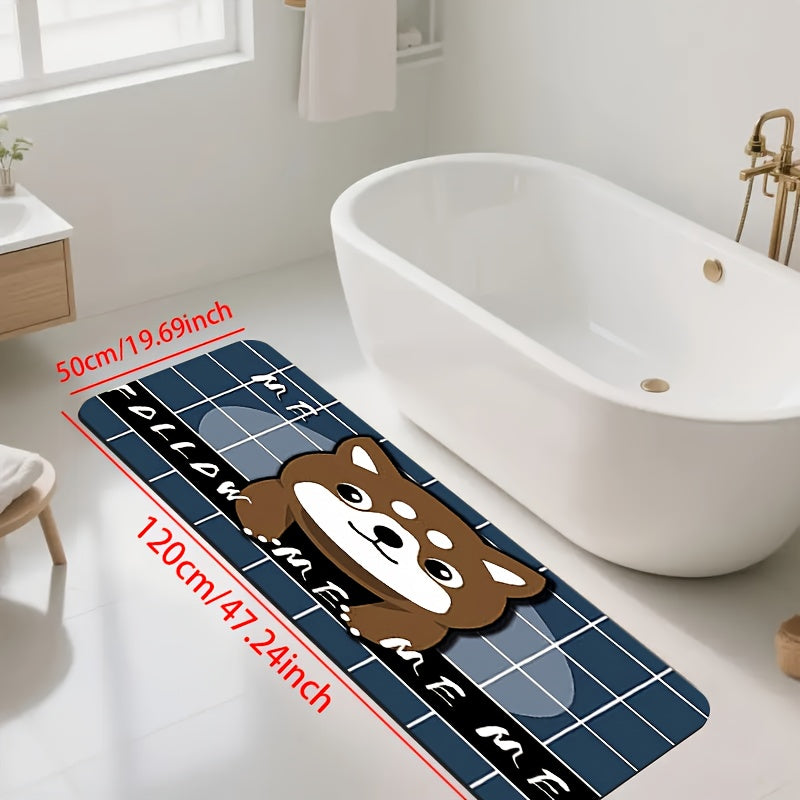 1pc Diatomite Bath Mat with Adorable Cartoon Dog Print Design, Quick-Dry & Non-Slip Absorbent Floor Mat – Soft and Comfortable for Bathroom, Shower, Laundry Room, Bedroom, Doorway, RV Bathroom, Bathroom, Bath Matts for Bathroom, Non Slip Bathtub Mat,