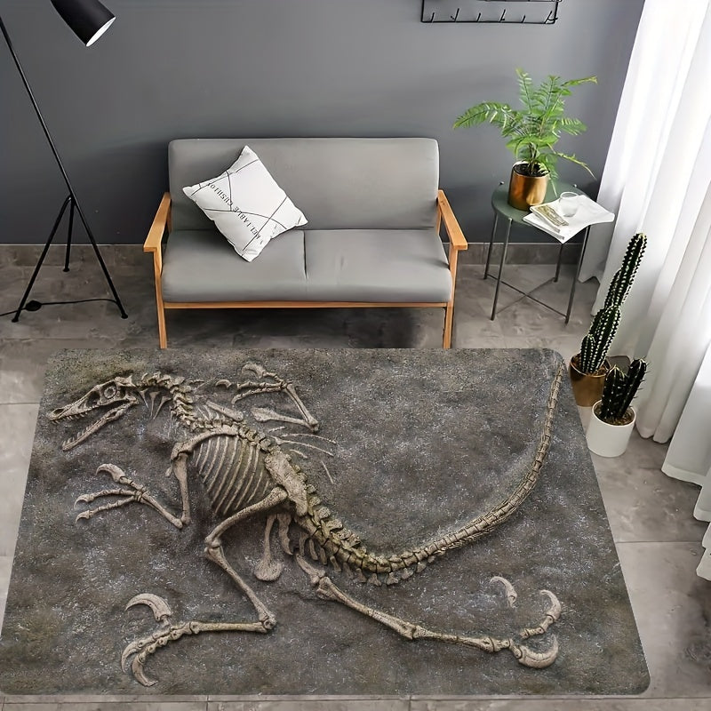 Dinosaur Fossil Pattern Soft Thickened Mat - 8mm, Machine Washable, Suitable for Bathroom, Kitchen, Living Room, Bedroom - Multifunctional Indoor Decorative Mat, Dinosaur Bathroom Decoration