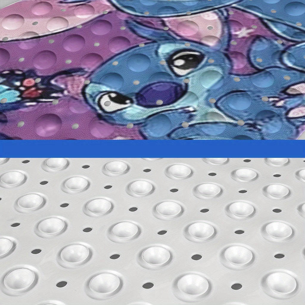 Disney Stitch, Purple Blue Black Pink Butterfly Gradient Background Cartoon Style Bathtub Mat - Non-Slip Bathroom Bath Mats for Shower Floor, 40x100cm / 15.7x39.3in, Comfortable Soft Water-Absorbent Anti-Slip Bath Mat