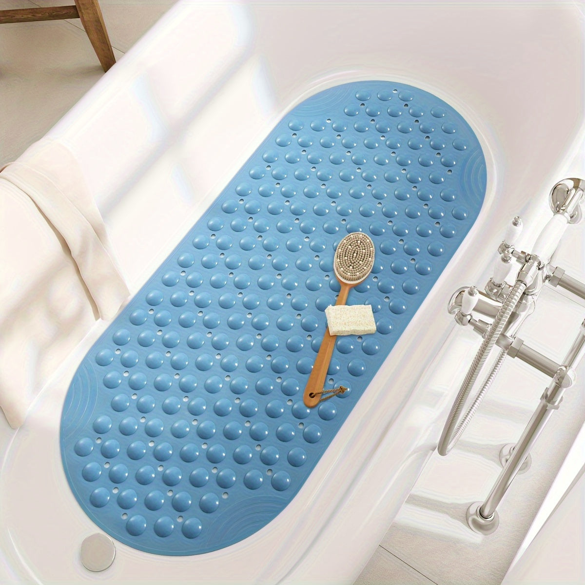 Premium PVC Non-Slip Bathtub Mat with Massage Foot Design - Washable, 15.7" x 34.6", Includes Suction Cups for Secure Placement, Christmas/Halloween Gift Decoration