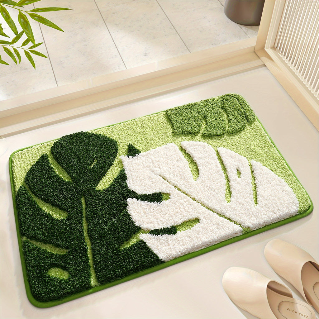One Piece of Green Forest Rainforest Dense Forest Bathroom Floor Mat Absorbent Pad in Ins Style Fresh Home Use Bath Rug Doorstep Mat Flocked Toilet Foot Mat