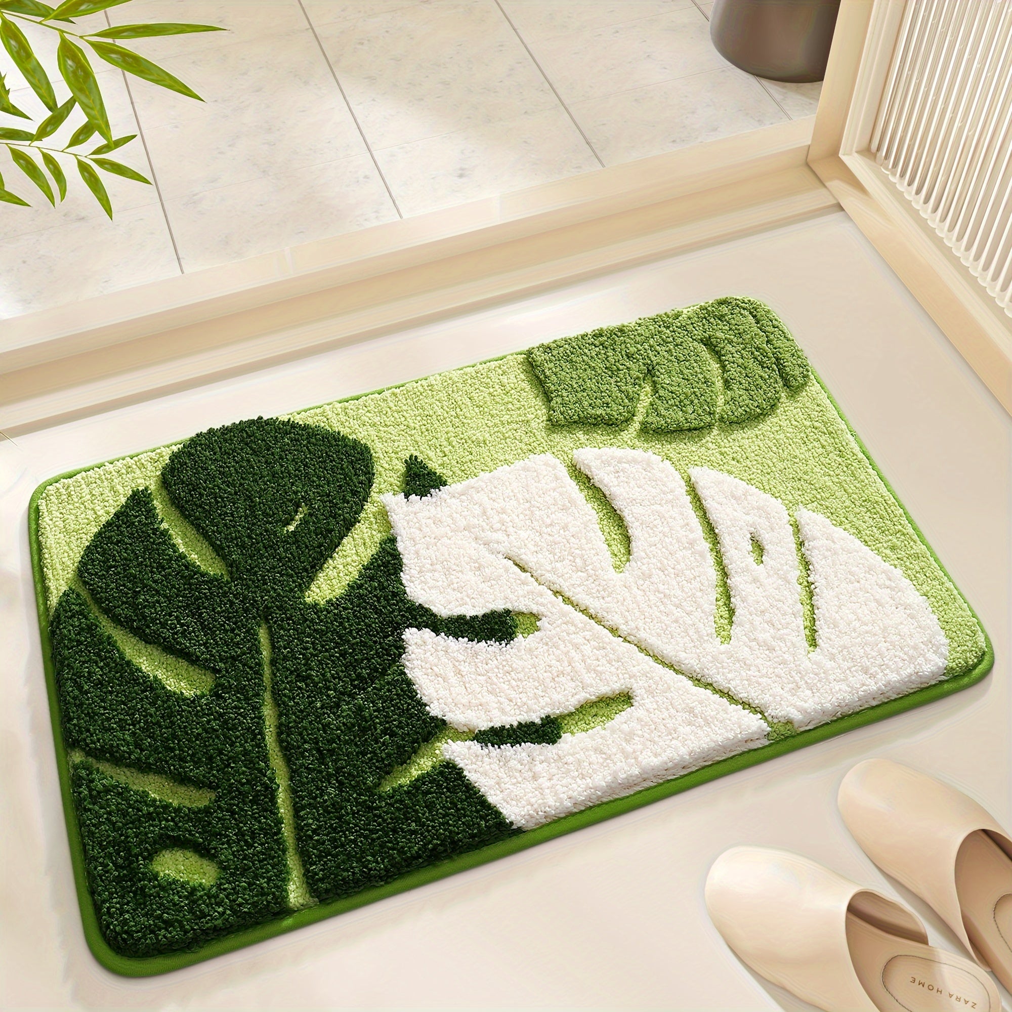 One Piece of Green Forest Rainforest Dense Forest Bathroom Floor Mat Absorbent Pad in Ins Style Fresh Home Use Bath Rug Doorstep Mat Flocked Toilet Foot Mat