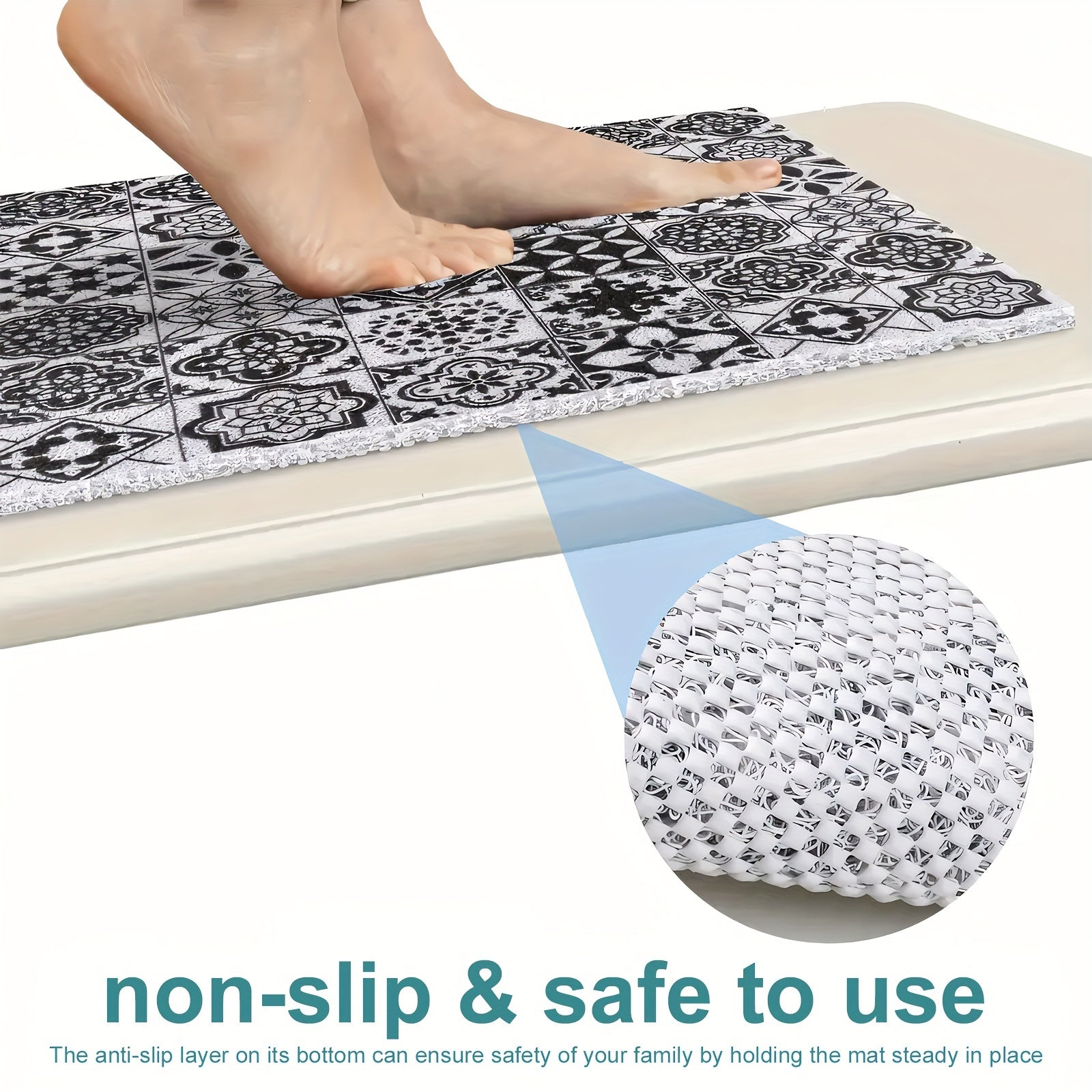[1pc Non-Slip Shower Mat] 1pc Soft & Comfortable Non-Slip Shower Mat with Drainage Holes, PVC Loofah Massage Bath Mat | Quick-Dry, Ideal for Bathroom & Wet Areas, Hollow Design