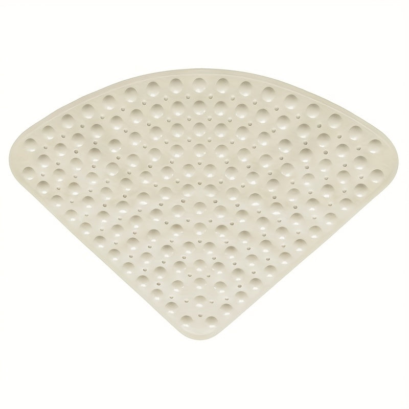 1pc Fan-Shaped Non-Slip Mat 21.26x21.26inch with Suction Cups, Drainage Holes, PVC Material, Machine Washable, Suitable for Bathroom, Kitchen, Greenhouse, Flower House, etc, Furniture Decoration