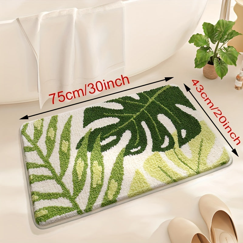 One Piece of Green Forest Rainforest Dense Forest Bathroom Floor Mat Absorbent Pad in Ins Style Fresh Home Use Bath Rug Doorstep Mat Flocked Toilet Foot Mat