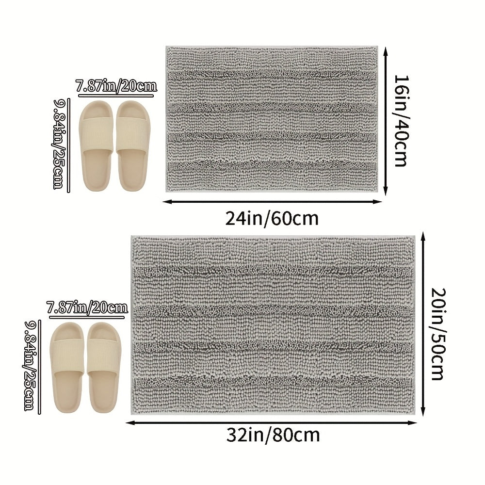2pcs, Super Absorbent! Footfeel Soft And Quick-Drying Upgraded Thickened! Nordic Style Chenille Bathroom Mat, Fluffy Ball Bathroom Mat, Non-Slip And Comfortable And Fashionable Versatile Bathroom Mat, Guardian Home Dry Chenille Thickened And Enclosed Soft