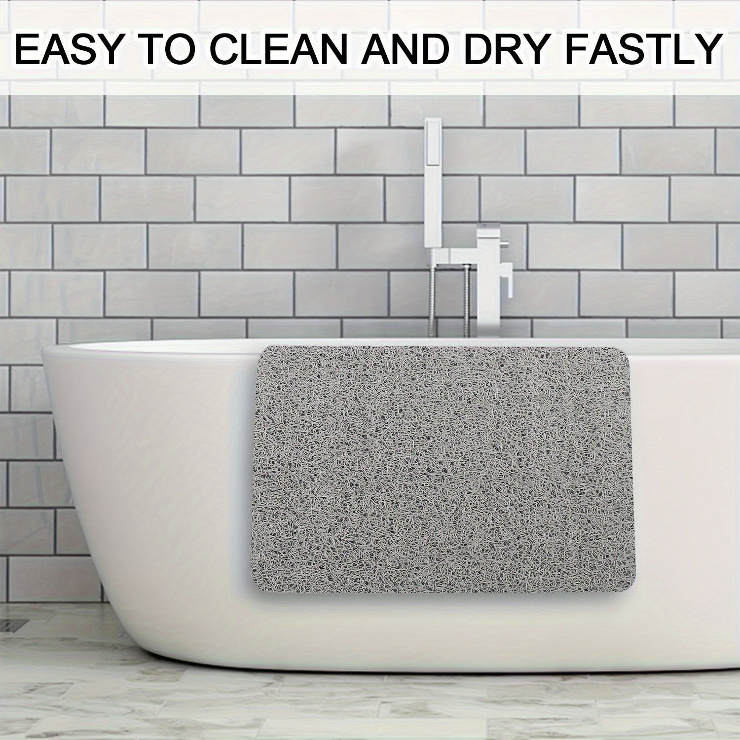 1pc Bathroom Non-slip Mat, Foaming Loofah Base Shower Mat, Waterproof Floor Mat, 21*21in, Bath Supplies