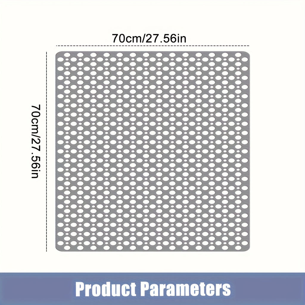 [Non-Slip Shower Mat] Non-Slip Shower Mat, Large | Round Hole Design with Drainage Holes and Strong Suction Cups for Enhanced Grip and Comfort, Machine Washable Bathroom TPE Safety Pad