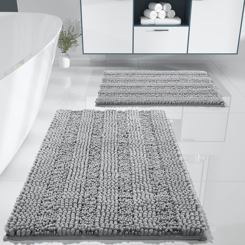 2pcs, Super Absorbent! Footfeel Soft And Quick-Drying Upgraded Thickened! Nordic Style Chenille Bathroom Mat, Fluffy Ball Bathroom Mat, Non-Slip And Comfortable And Fashionable Versatile Bathroom Mat, Guardian Home Dry Chenille Thickened And Enclosed Soft