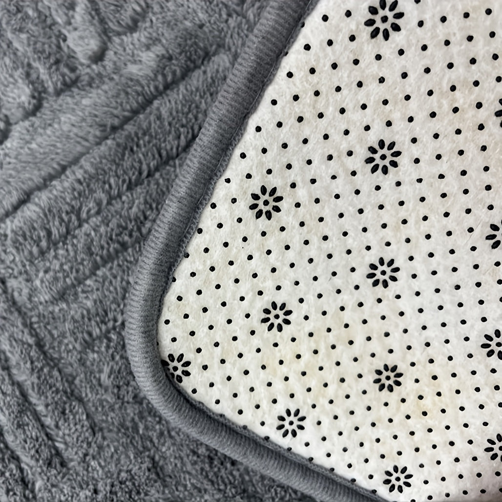 1pc, Thickened Bathroom Absorbent Mat, Non-Slip Bathtub Rug, Home Entryway Carpet, Solid Color & Stripe Pattern, Rectangular, Lightweight, Machine-Made, PVC Backing, Polyester, Hand Wash Only
