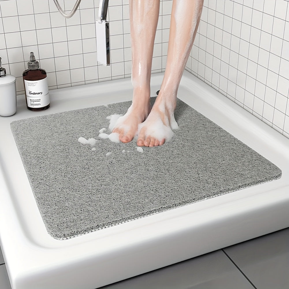 1pc Bathroom Non-slip Mat, Foaming Loofah Base Shower Mat, Waterproof Floor Mat, 21*21in, Bath Supplies