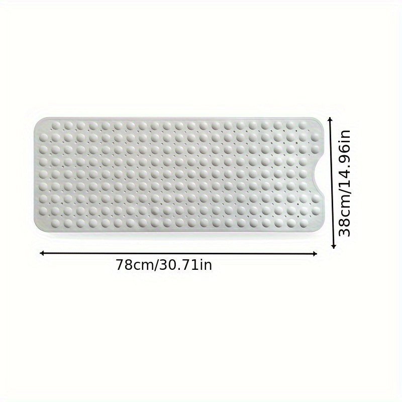 1pc Easy-Clean Non-Slip Bath Mat with Suction Cups - Durable, Textured Shower & Bathtub Safety Rug, White - Ideal for Home & Hotel Bathrooms, Bath Mats for Bathroom