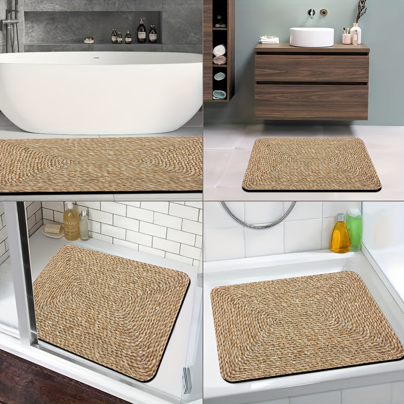 1pc Diatomite Bath Mat, Retro Texture Print Design, Quick-Dry & Non-Slip Absorbent Floor Mat, Soft and Comfortable for Bathroom, Shower, Laundry Room, Bedroom, Doorway, Kitchen Rug, RV Bathroom