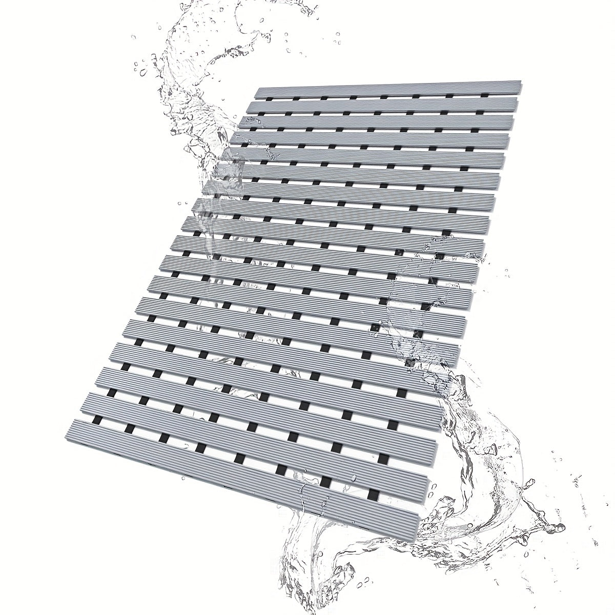 [DAJIANG Bathtub Mat] DAJIANG Non-Slip Bathtub Mat, Black & White Striped, PVC | Hollow Design, Suction Cup, Ideal for Shower and Bathtub Safety