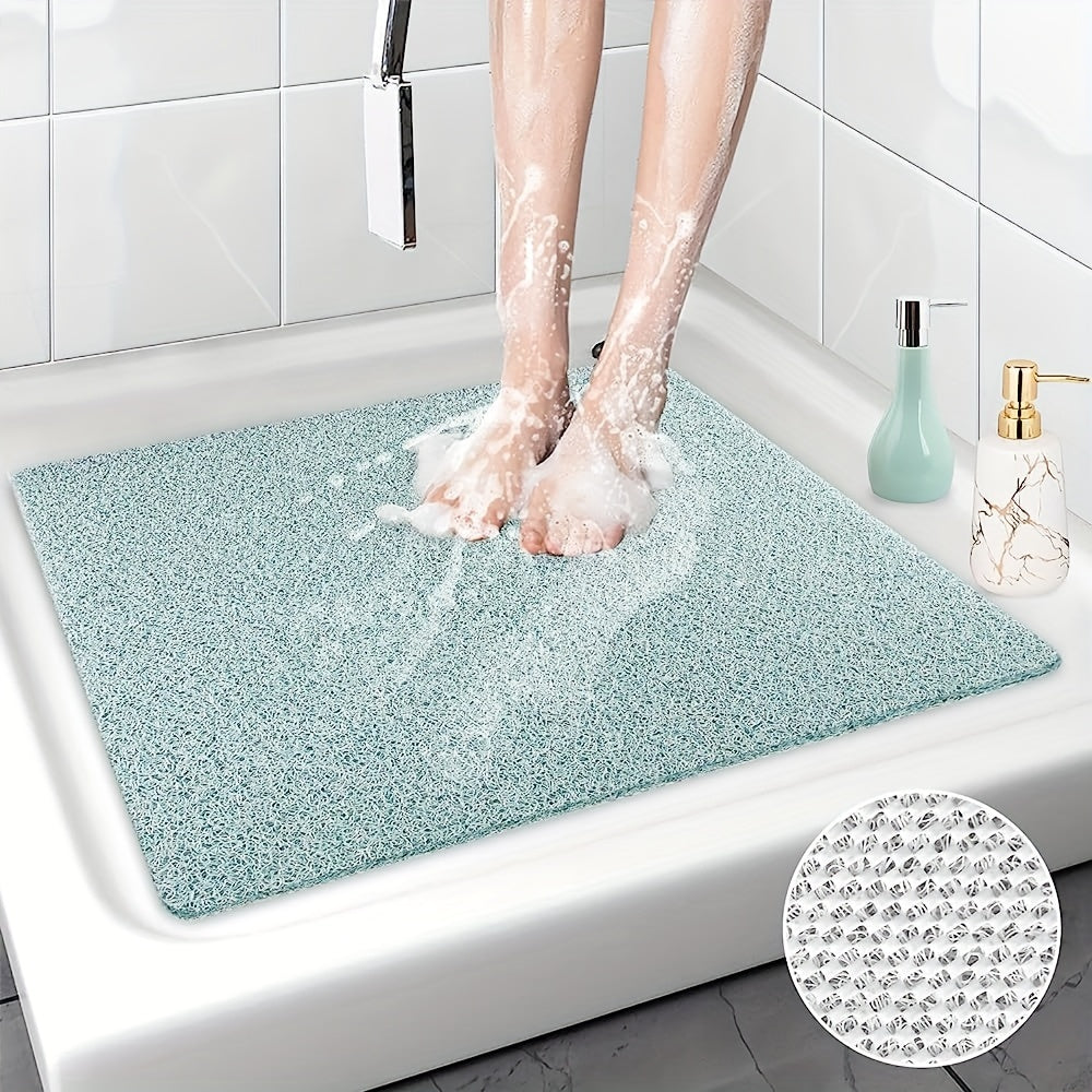 1pc Bathroom Non-slip Mat, Foaming Loofah Base Shower Mat, Waterproof Floor Mat, 21*21in, Bath Supplies