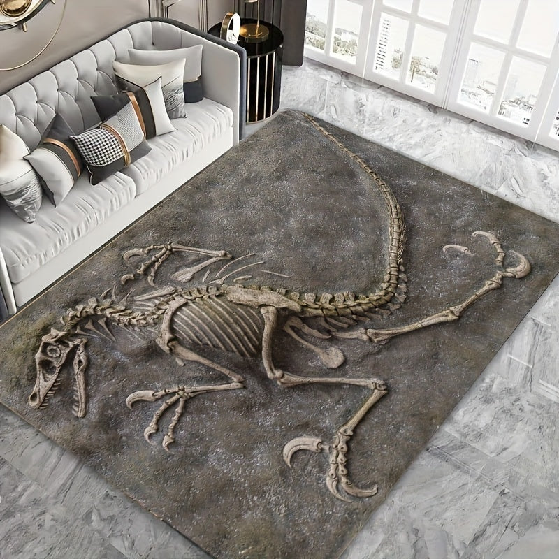 Dinosaur Fossil Pattern Soft Thickened Mat - 8mm, Machine Washable, Suitable for Bathroom, Kitchen, Living Room, Bedroom - Multifunctional Indoor Decorative Mat, Dinosaur Bathroom Decoration